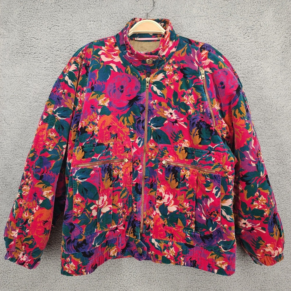 Crisca Vintage Germany Sz 36/US Large Floral Print Jacket Full‎ Zip Colorful